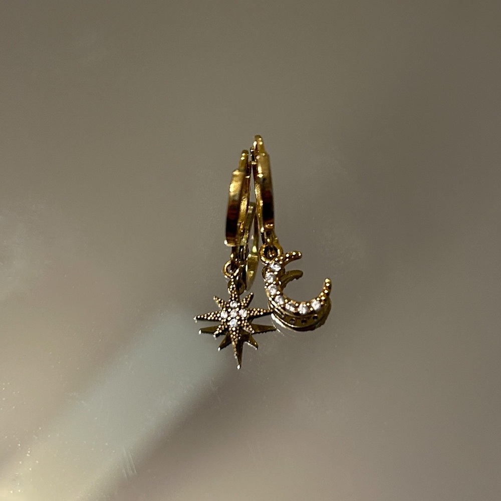 Celestial Gold Star and Moon Earrings